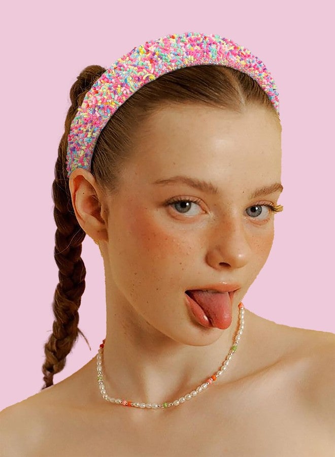 TEBIEKOY 2PCS Easter Headbands Sprinkle Headbands 1.57'' Wide Padded Head Bands for Women's Hair Pink Thick Donut Hairbands Purple Headband Cute Hair Accessories for Women Girls - Image 4